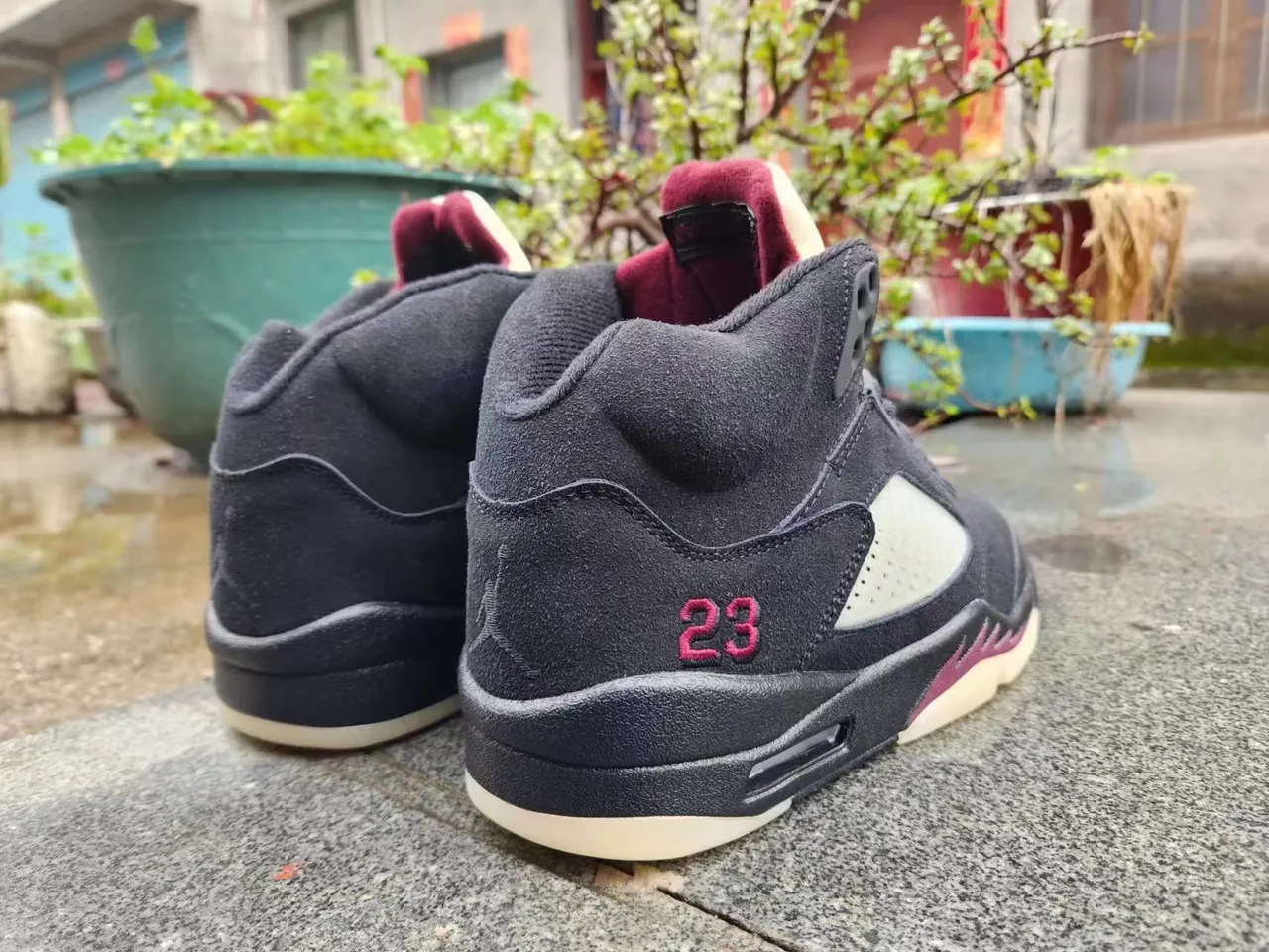 Air Jordan 5 কালো মেরুন ক্রিম বাস্কেটবল জুতো 6