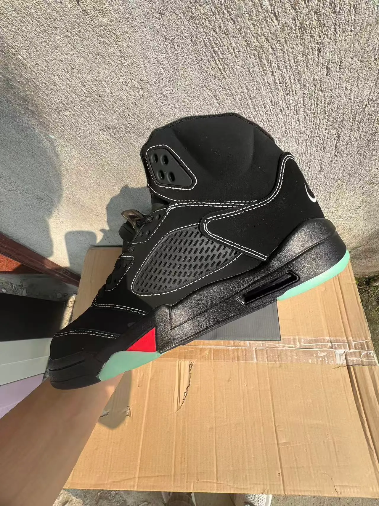 Zapatillas de baloncesto Air Jordan 5 negro rojo llama 5