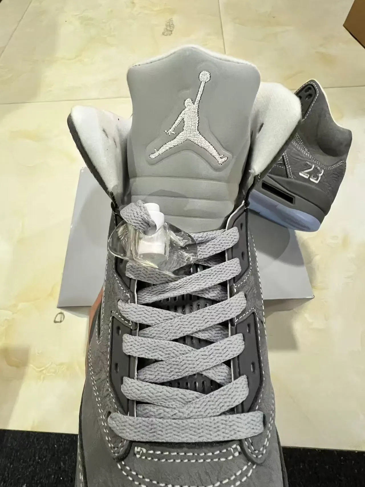 Air Jordan 5 Gray and Light Blue Basketball Shoes 4