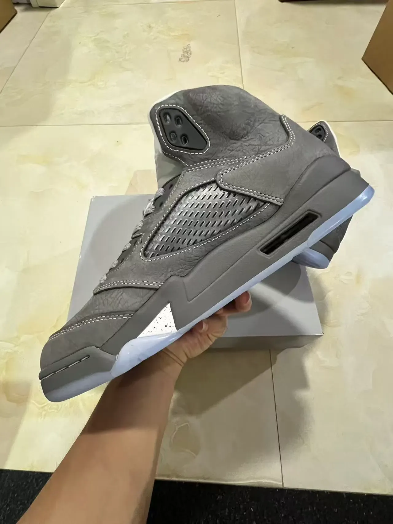 Air Jordan 5 Gray and Light Blue Basketball Shoes 5