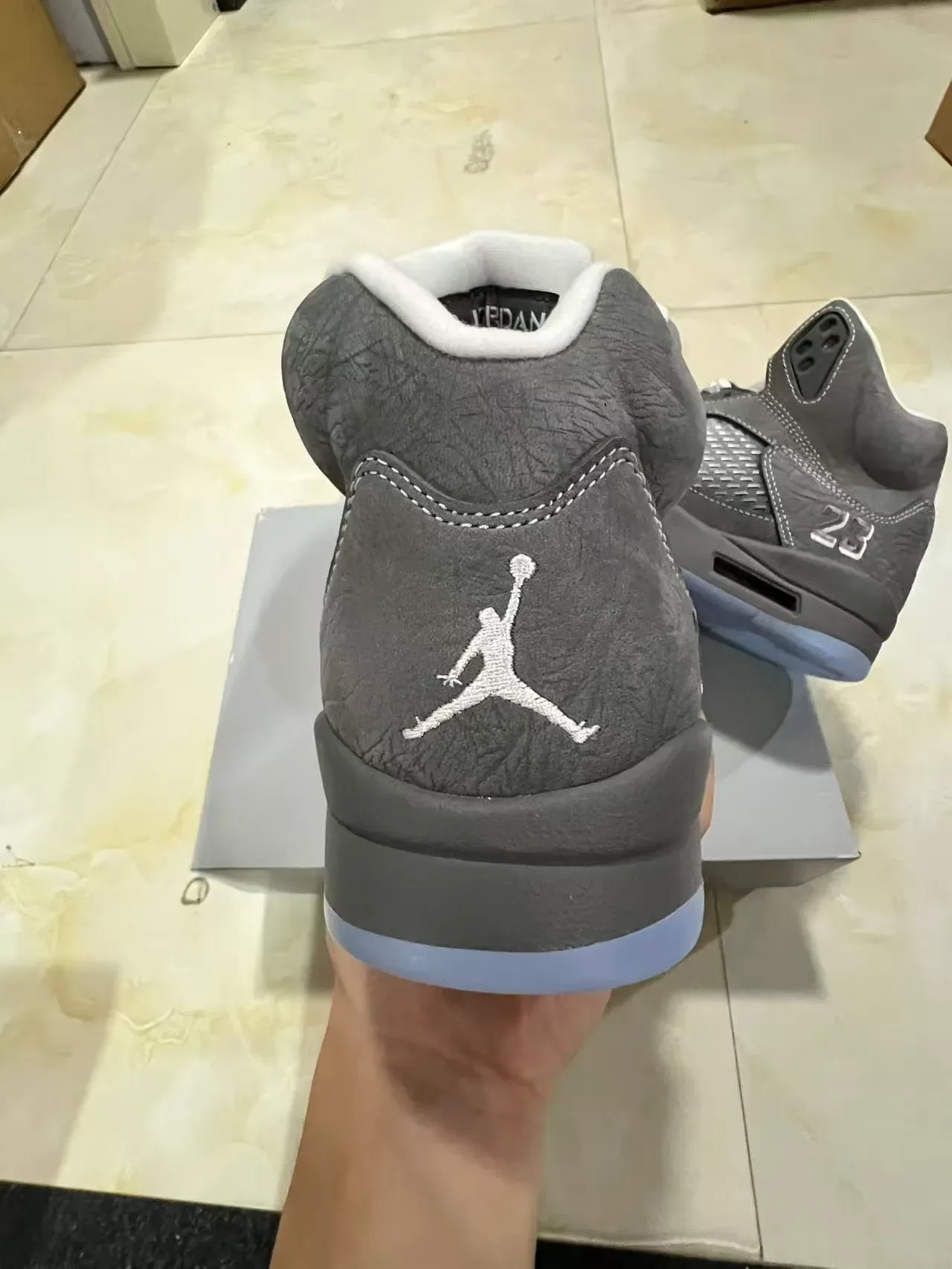 Air Jordan 5 Gray and Light Blue Basketball Shoes 8