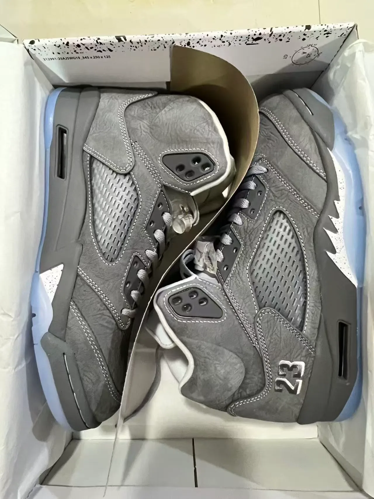 Air Jordan 5 Gray and Light Blue Basketball Shoes 9