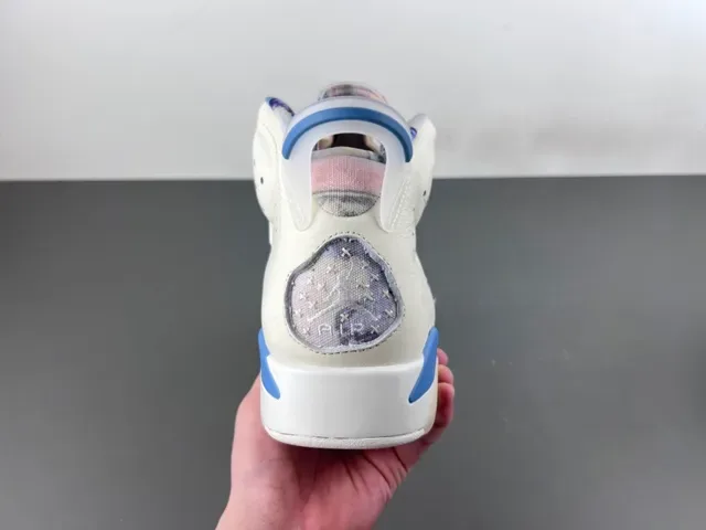 Air Jordan 6 Beige Blue High-Top Leather-Mesh Hybrid Upper Basketball Shoes 4
