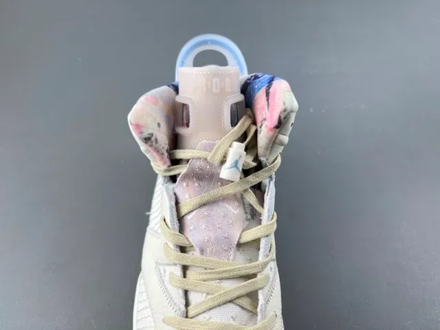 Air Jordan 6 Beige Blue High-Top Leather-Mesh Hybrid Upper Basketball Shoes 6