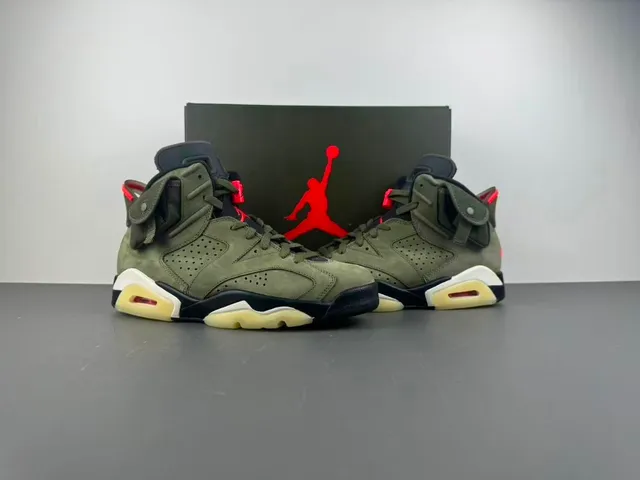 Air Jordan 6 Verde Oliva Ante Tênis High Top de Basquete 13
