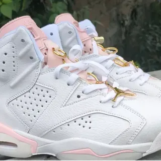 Air Jordan 6 সাদা গোলাপি সোনালি বাস্কেটবল জুতো