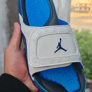 Air Jordan 米色蓝色刺绣 Jumpman Logo 纹理凝胶鞋垫拖鞋
