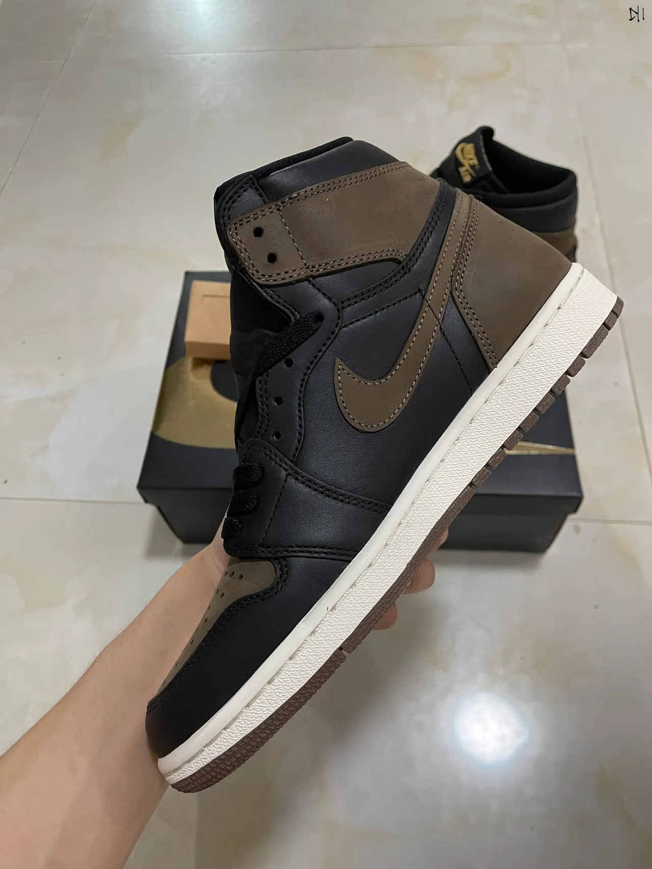Air Jordan काले भूरे हाई-टॉप परफोरेटेड टो बास्केटबॉल जूते 6
