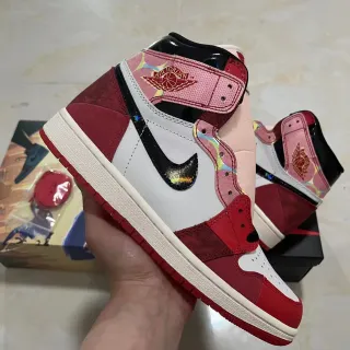 Tênis de basquete híbrido de cano alto Air Jordan em camurça e couro vermelho e rosa