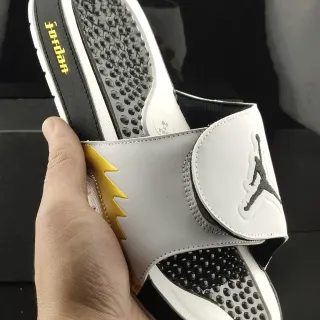 Chinelo Air Jordan Slide Branco Preto Dourado Raio