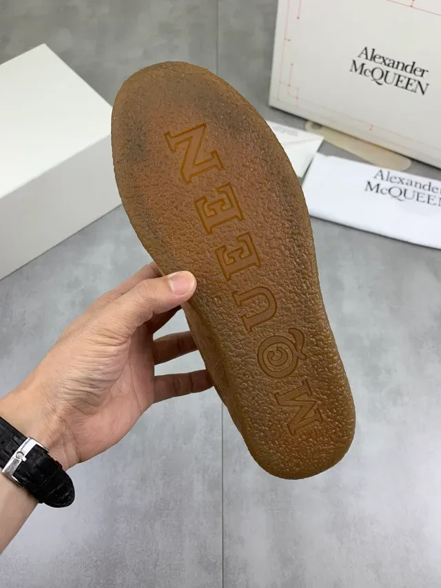 Alexander McQueen Brown White Suede Upper Laces Lifestyle Sneakers 2