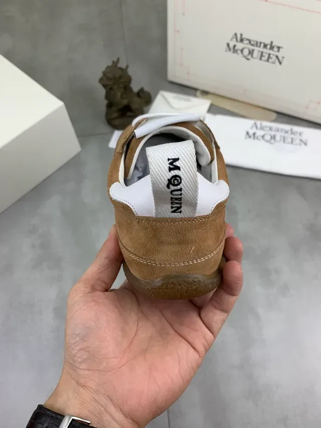 Alexander McQueen Brown White Suede Upper Laces Lifestyle Sneakers 3