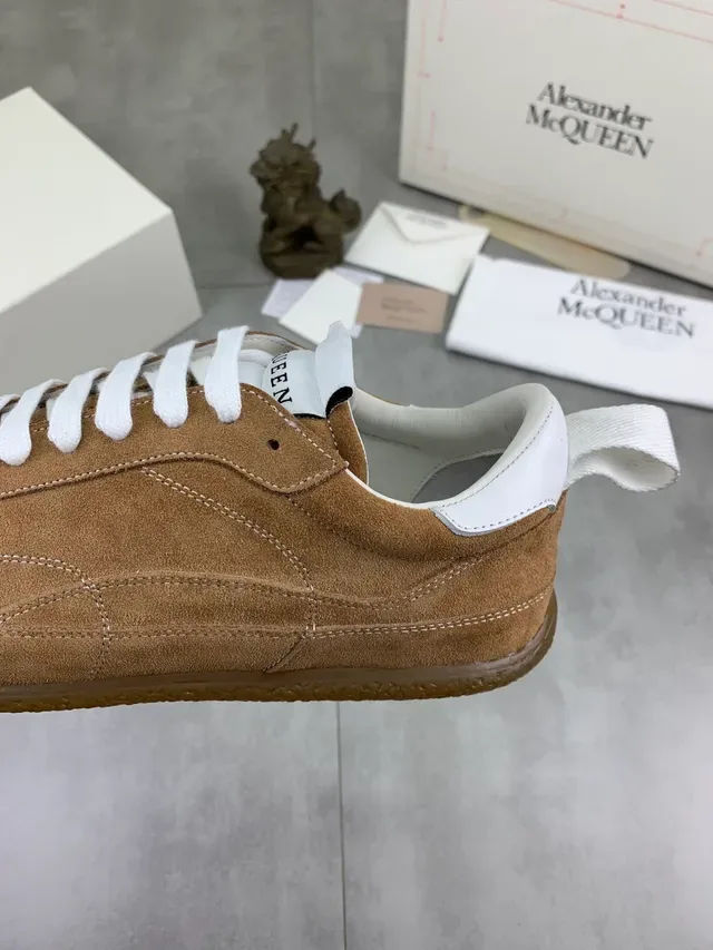 Alexander McQueen Brown White Suede Upper Laces Lifestyle Sneakers 4