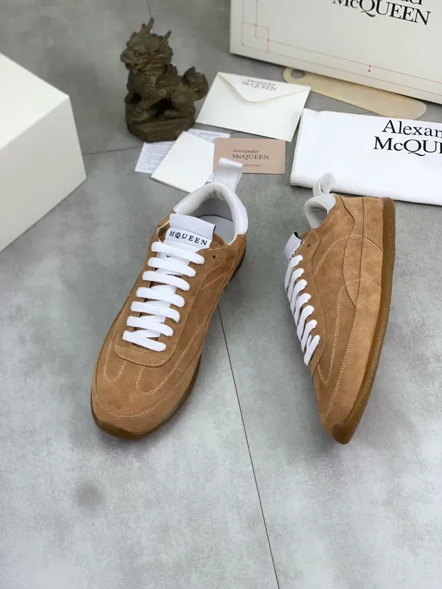 Alexander McQueen Brown White Suede Upper Laces Lifestyle Sneakers 5