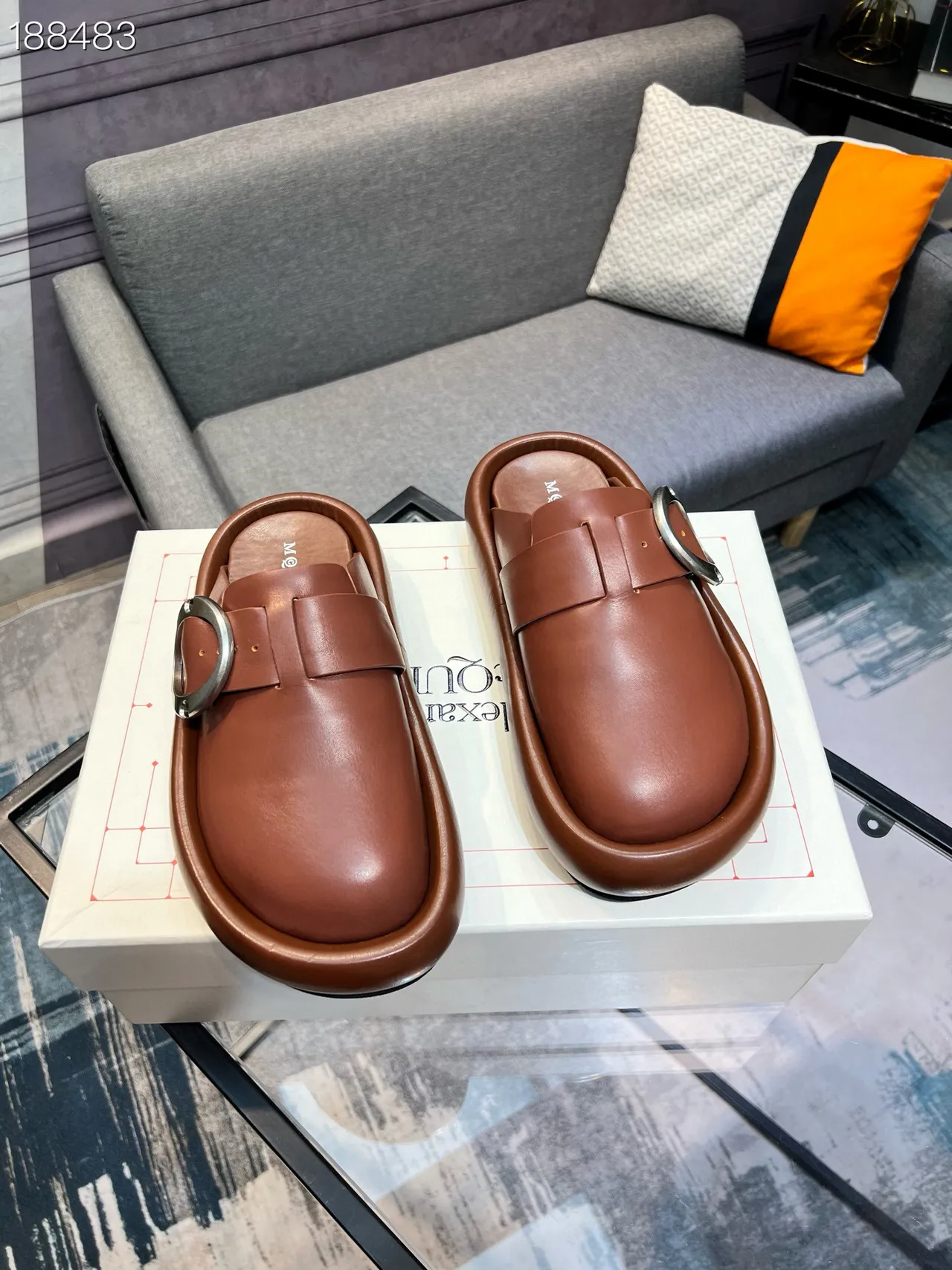 Alexander McQueen McQ Buckle Loafer Brown Silver Strap Platform Sole Loafer 7