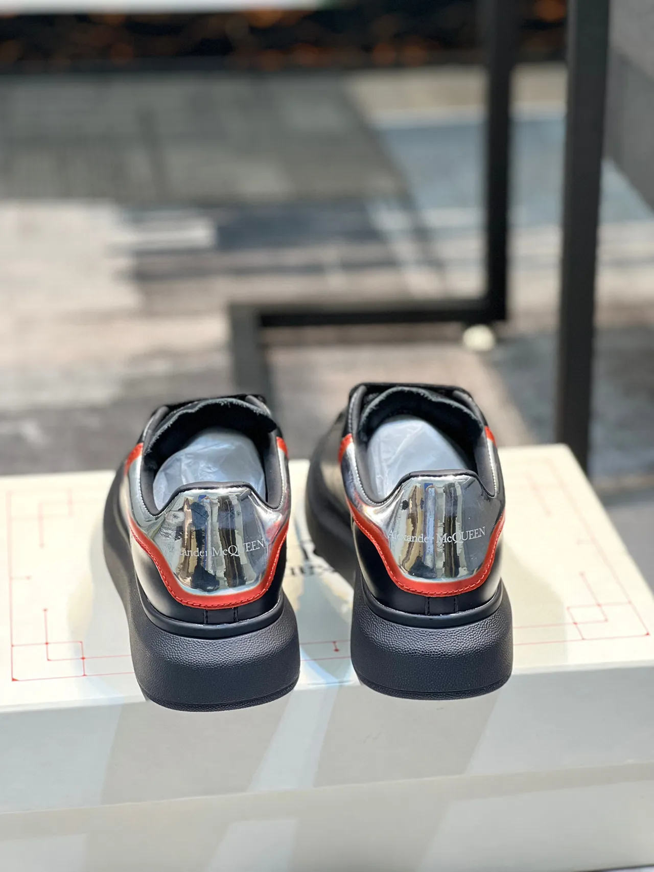 Alexander McQueen Oversized Sneaker Black Red Silver Lifestyle Sneakers 3