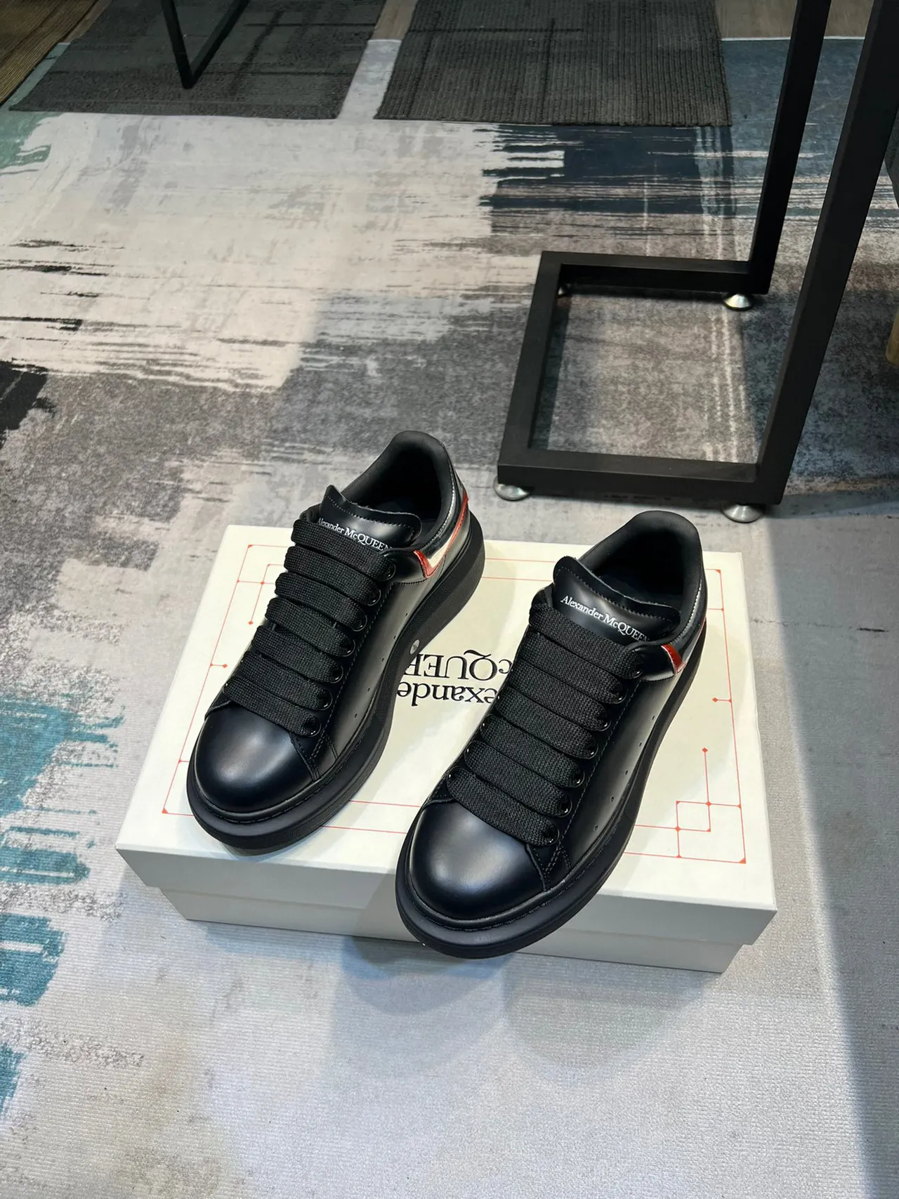 Alexander McQueen Oversized Sneaker Black Red Silver Lifestyle Sneakers 6