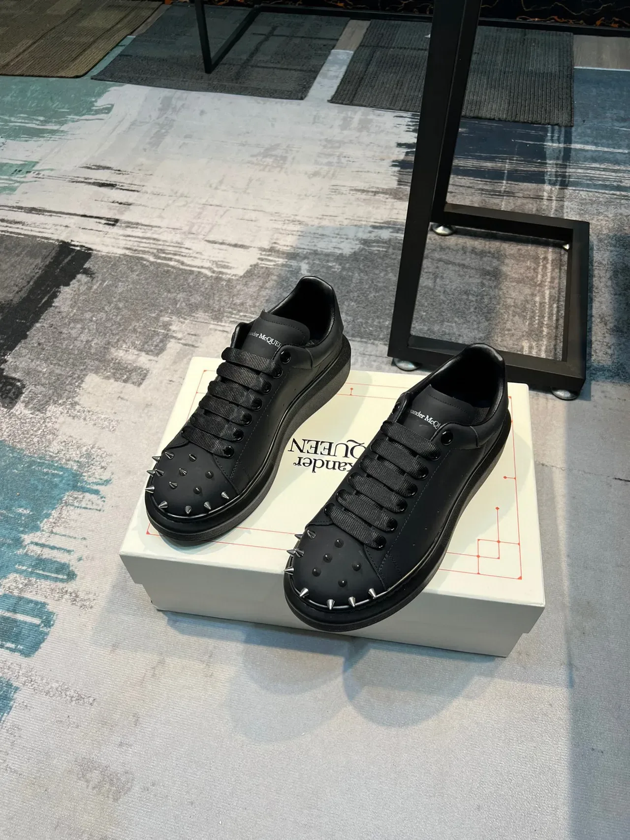 Alexander McQueen Oversized Sneaker Black Spiked Toe Lifestyle Sneaker 5