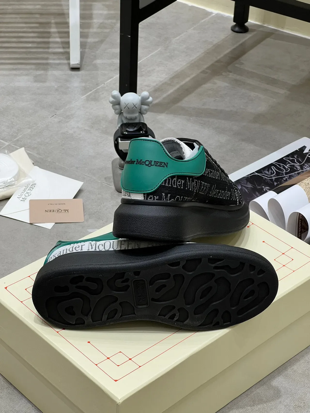 Alexander McQueen Oversized Sneaker Black White Green Lifestyle Sneakers 2