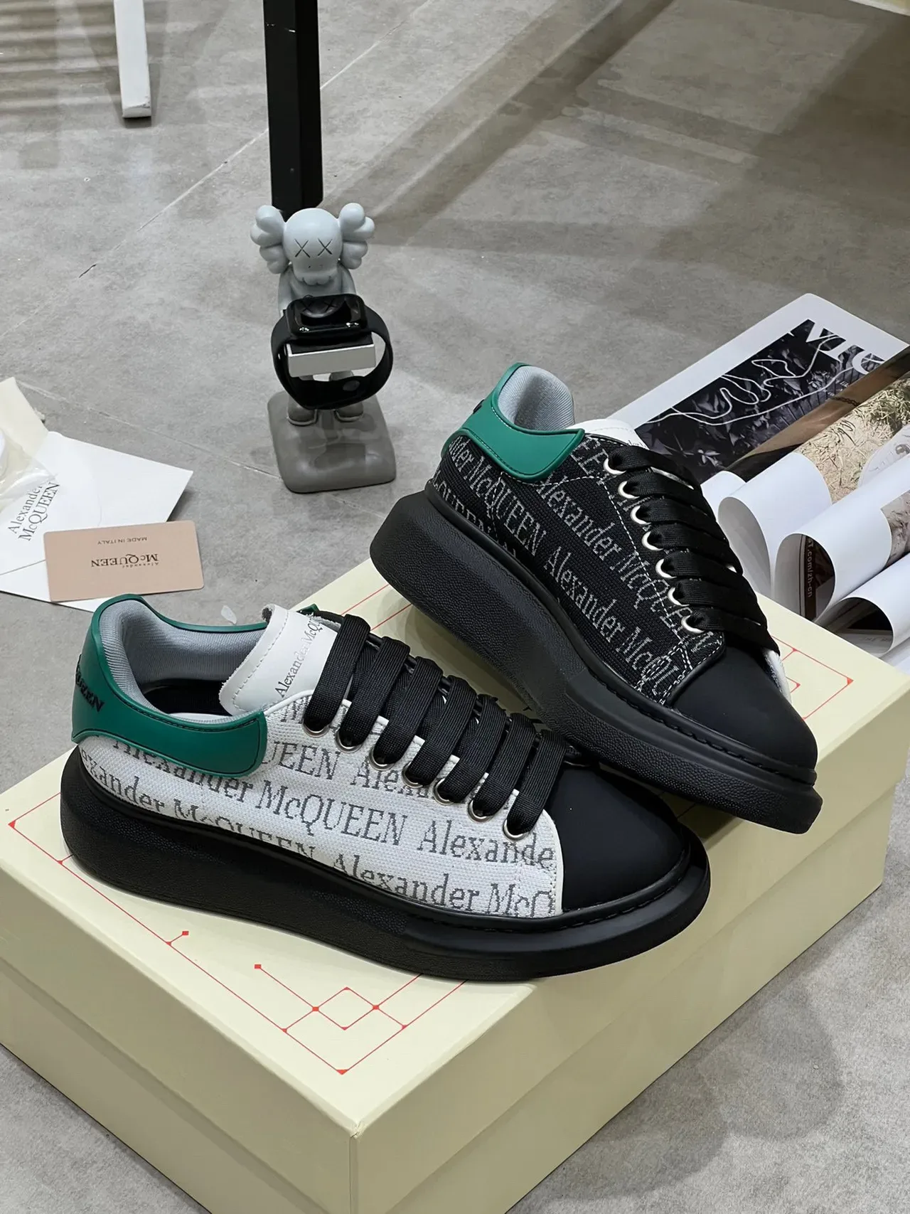 Alexander McQueen Oversized Sneaker Black White Green Lifestyle Sneakers 4