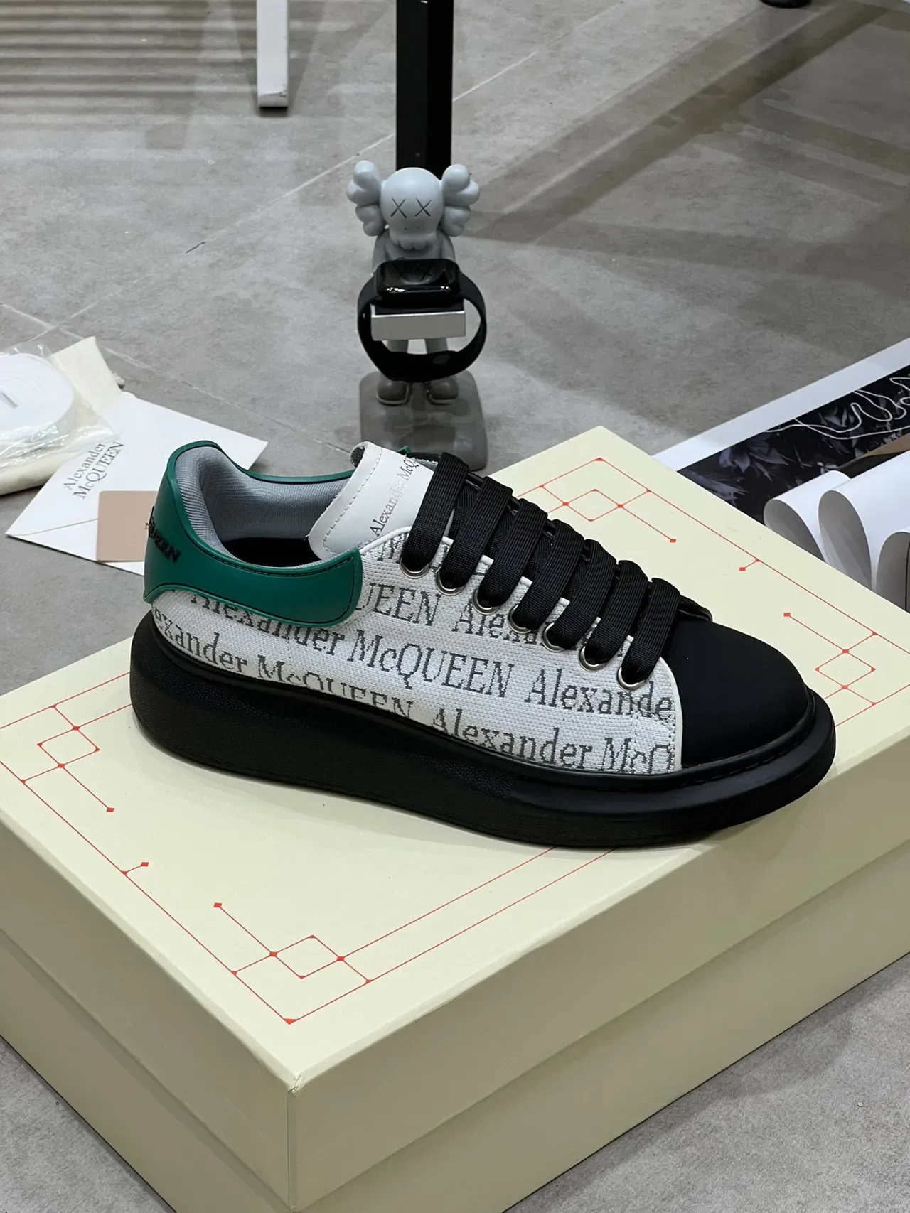 Alexander McQueen Oversized Sneaker Black White Green Lifestyle Sneakers 5