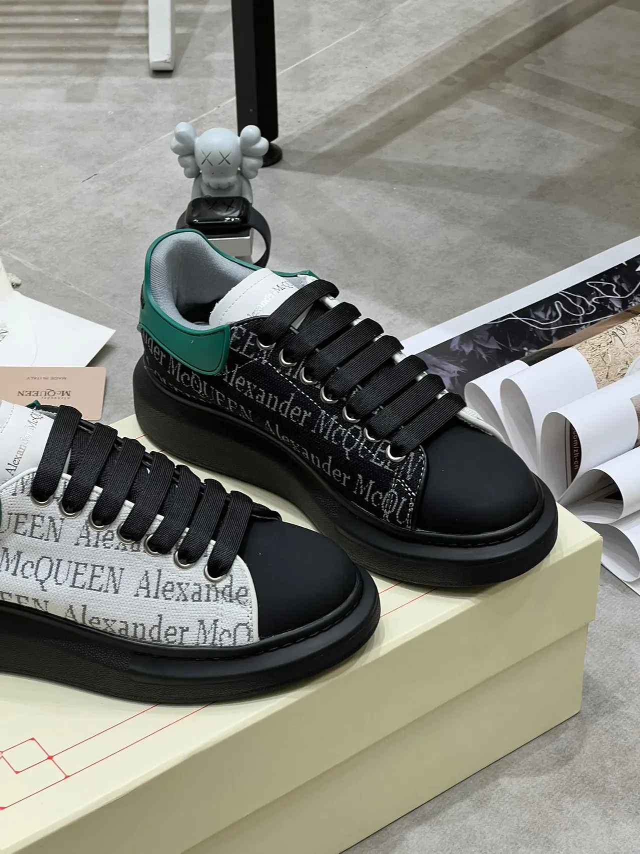 Alexander McQueen Oversized Sneaker Black White Green Lifestyle Sneakers 6