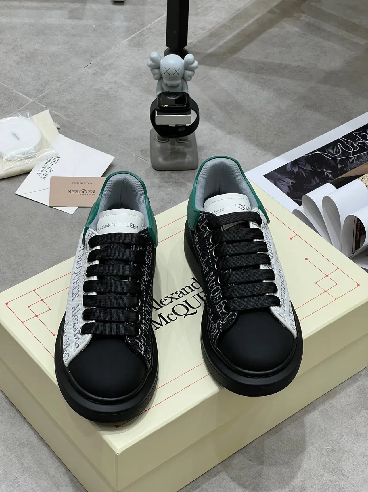 Alexander McQueen Oversized Sneaker Black White Green Lifestyle Sneakers 8