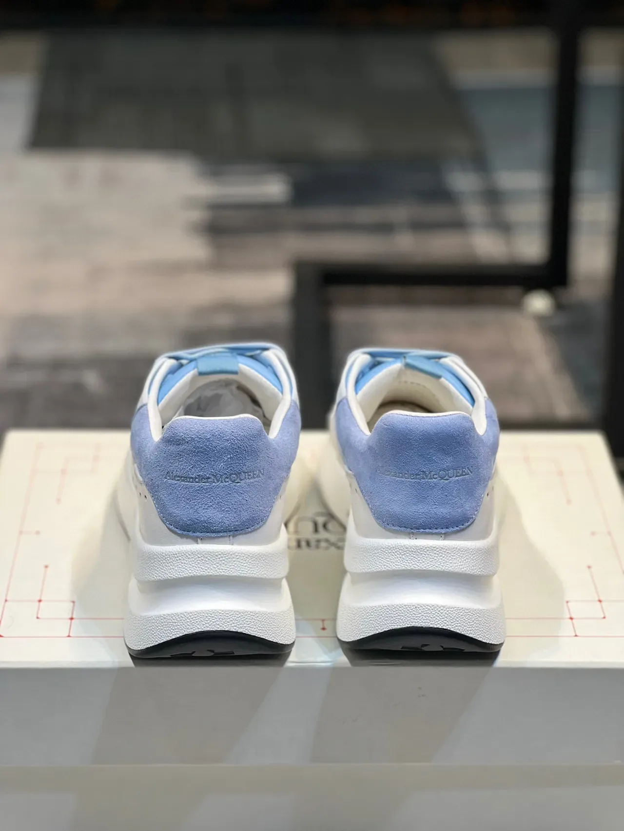 Alexander McQueen Oversized Sneaker White and Light Blue Chunky Sneakers 3