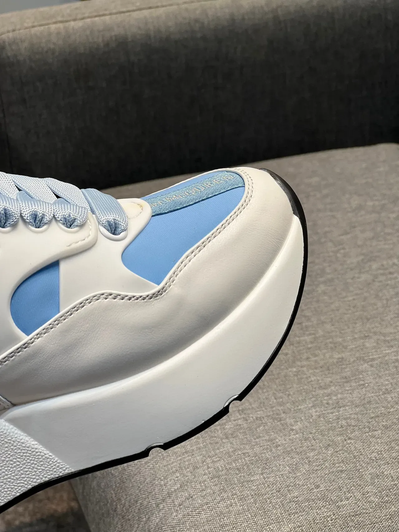 Alexander McQueen Oversized Sneaker White and Light Blue Chunky Sneakers 4