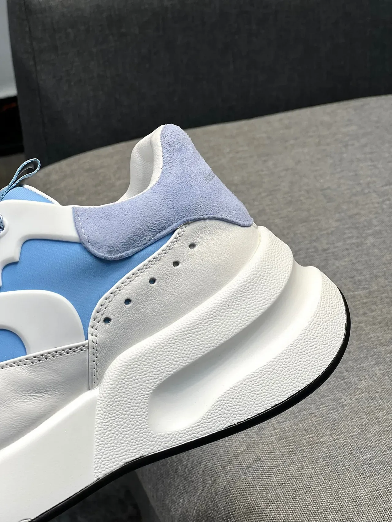 Alexander McQueen Oversized Sneaker White and Light Blue Chunky Sneakers 9