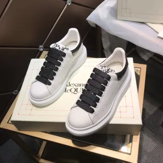 Alexander McQueen Oversized Sneaker White Black Glitter Strap Lifestyle Sneakers