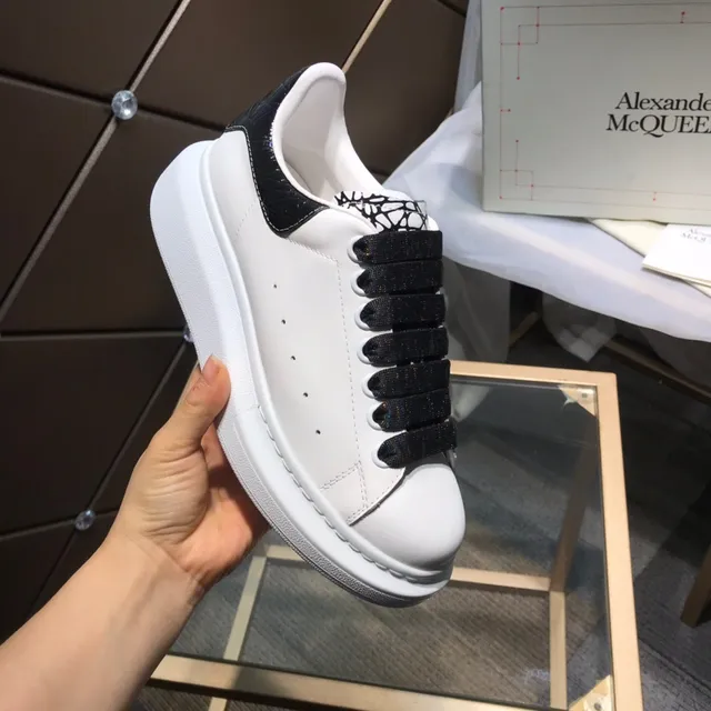 Alexander McQueen Oversized Sneaker White Black Glitter Strap Lifestyle Sneakers 2