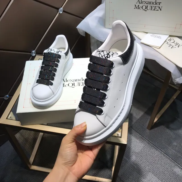 Alexander McQueen Oversized Sneaker White Black Glitter Strap Lifestyle Sneakers 3