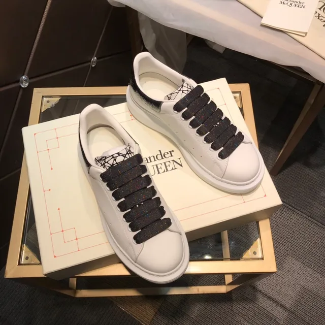 Alexander McQueen Oversized Sneaker White Black Glitter Strap Lifestyle Sneakers 7