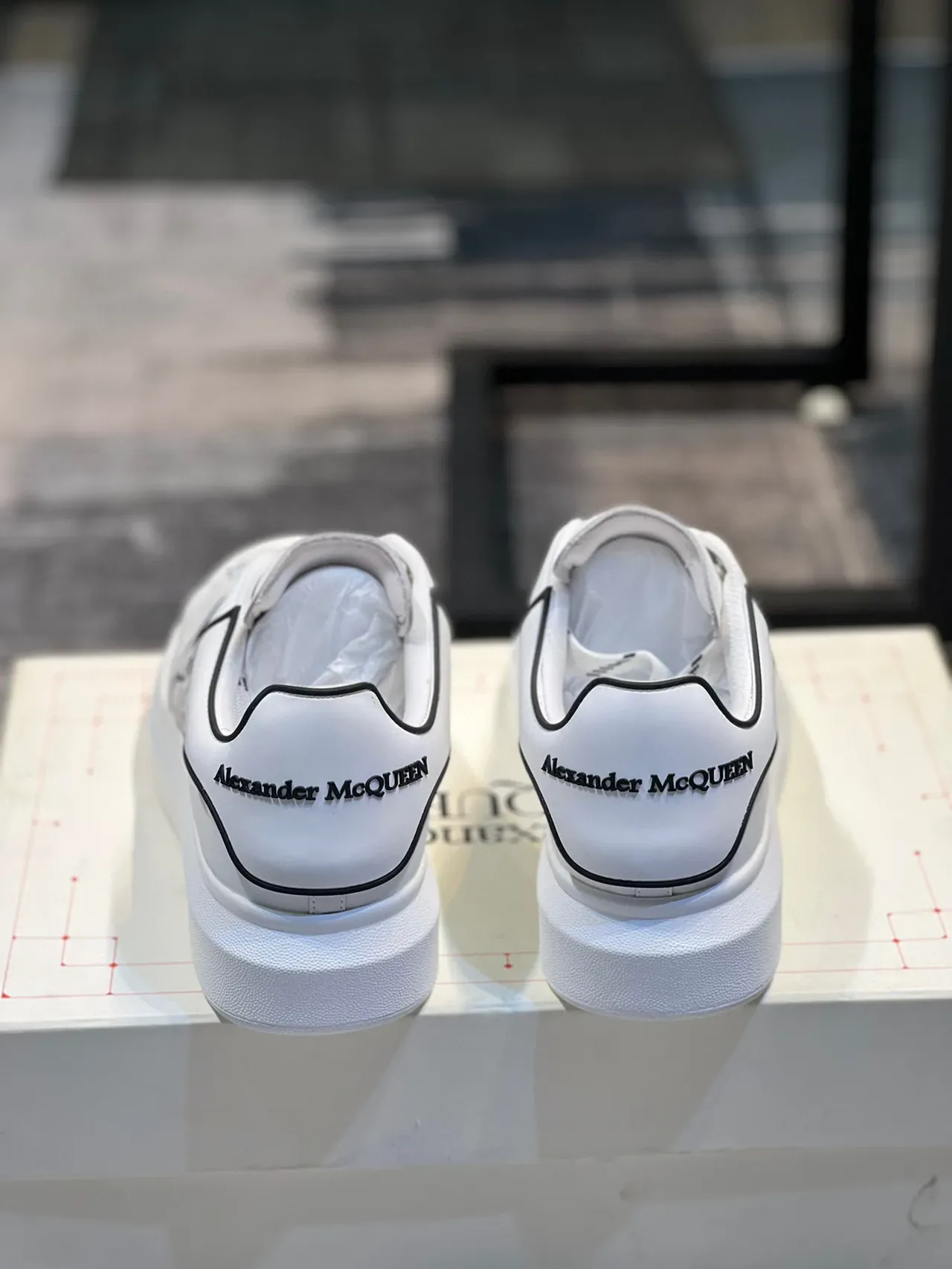Alexander McQueen Oversized Sneaker White Black Platform Sole Perforated Leather Upper Lifestyle Sneakers 2