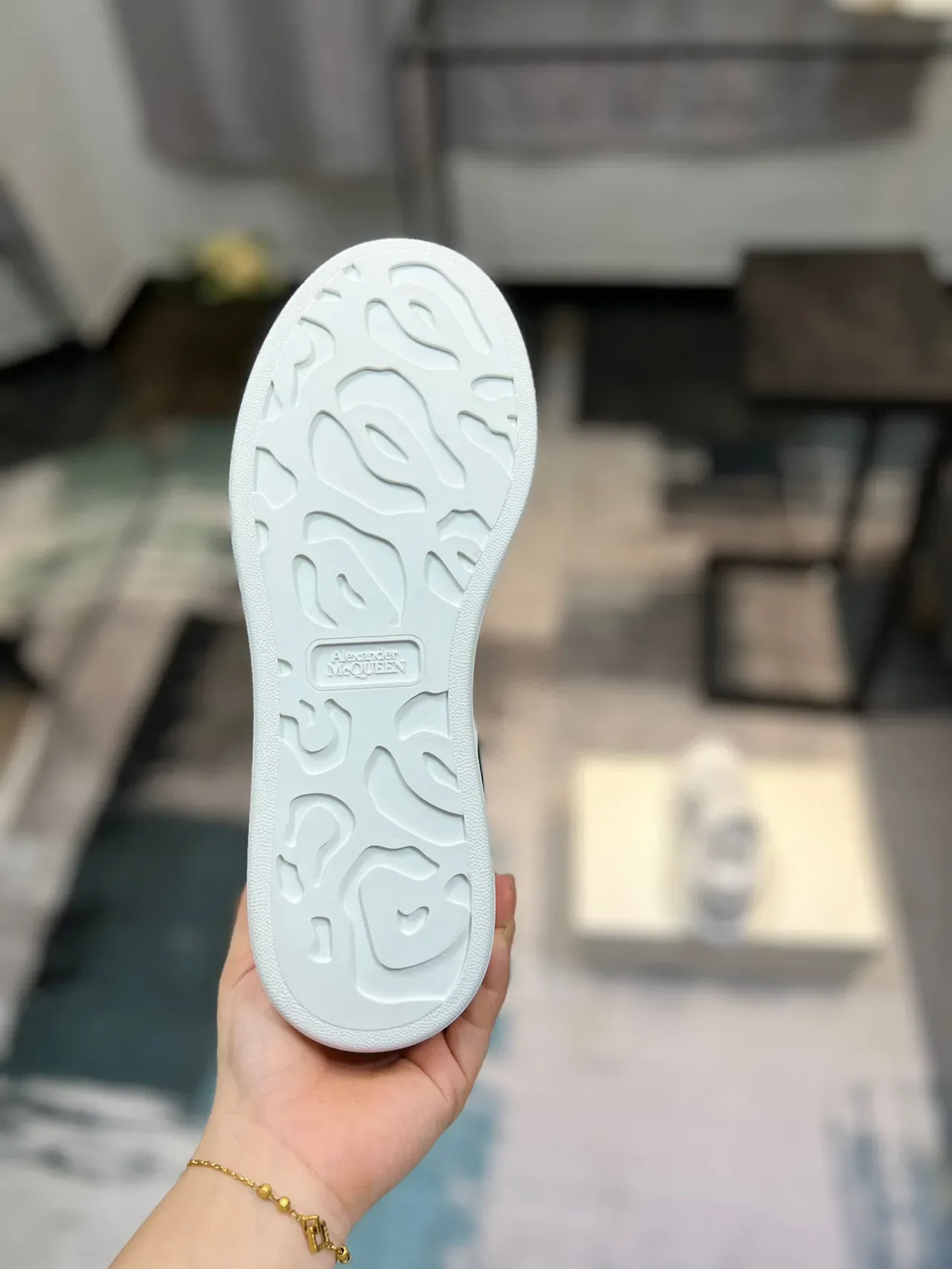 Alexander McQueen Oversized Sneaker White Black Platform Sole Perforated Leather Upper Lifestyle Sneakers 9