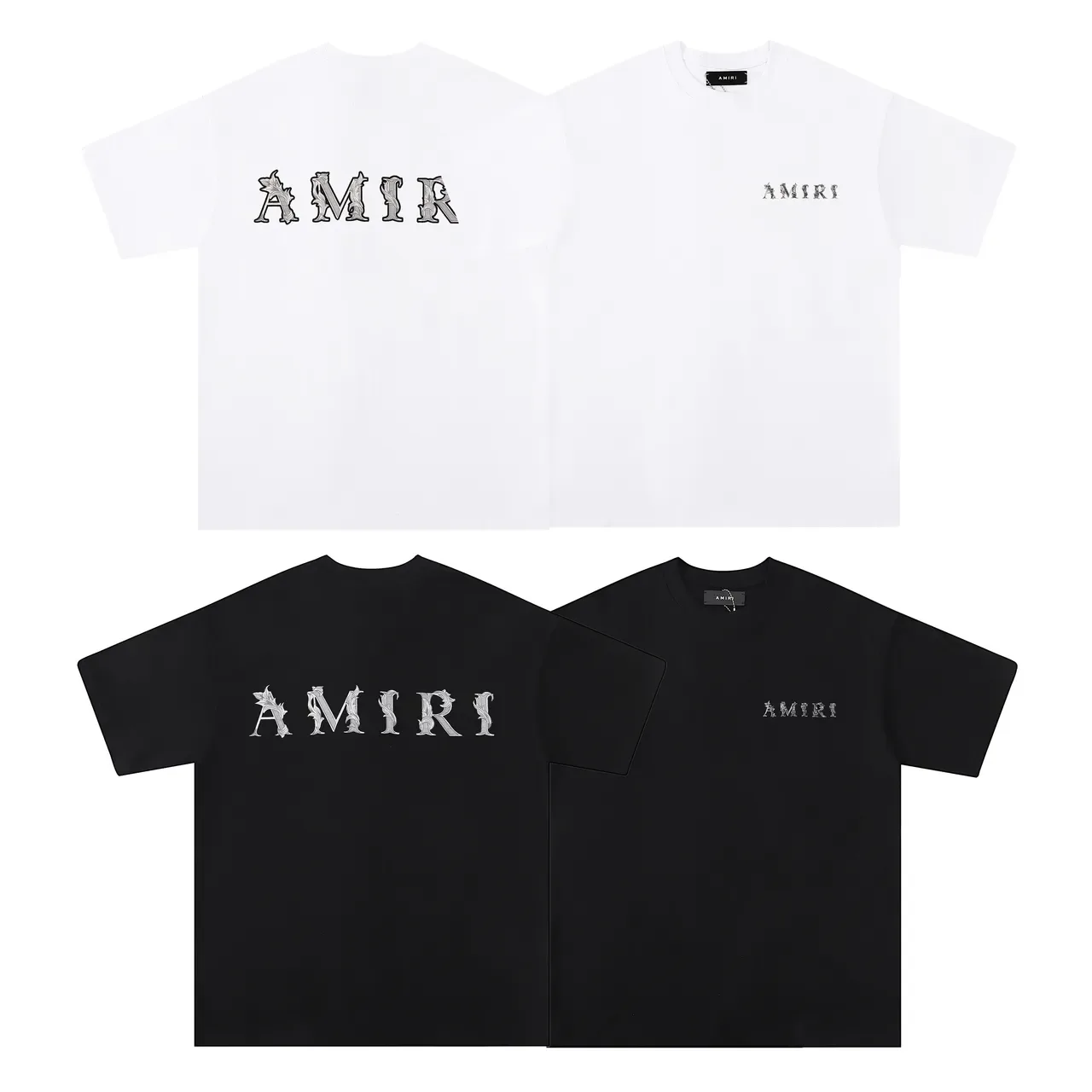 Camiseta Amiri com logo bordado preto e branco 11