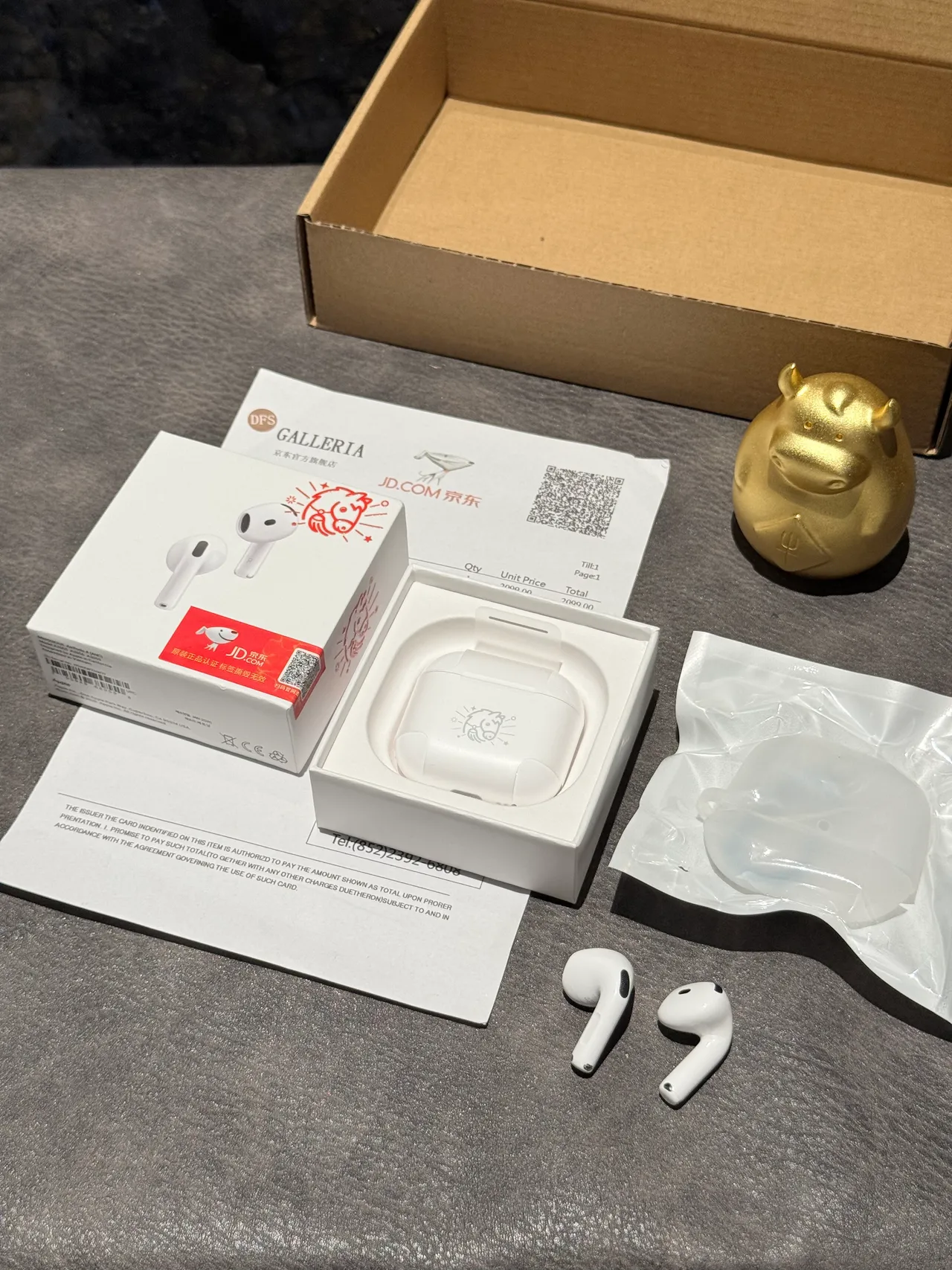 Apple Blanc Gris Brillant Gravé Motif Cheval TWS écouteurs 3