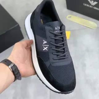 Armani Exchange Black Mesh-Suede Lifestyle Sneakers