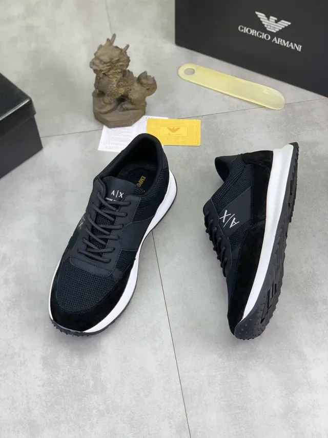 Armani Exchange काला मेश-सuede लाइफस्टाइल स्नीकर 4