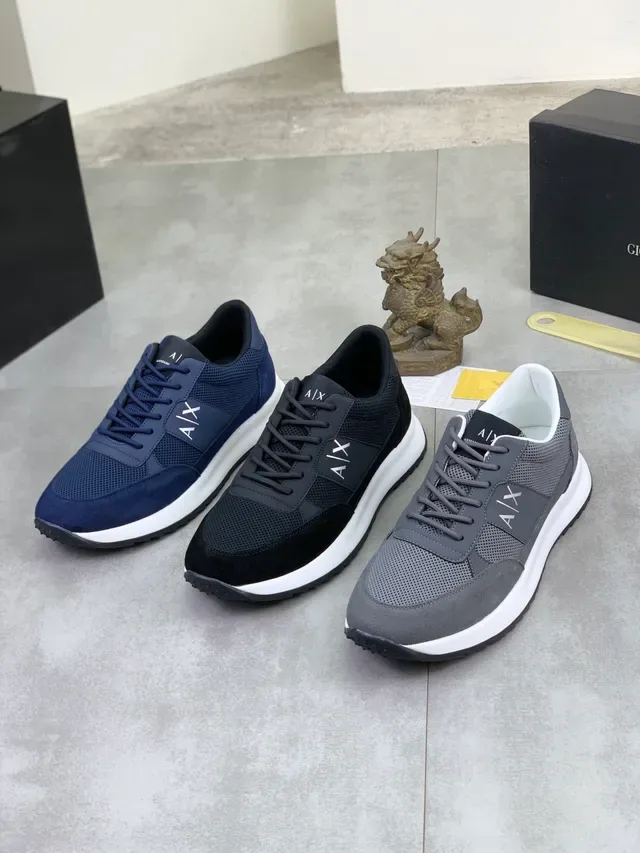 Armani Exchange काला मेश-सuede लाइफस्टाइल स्नीकर 5