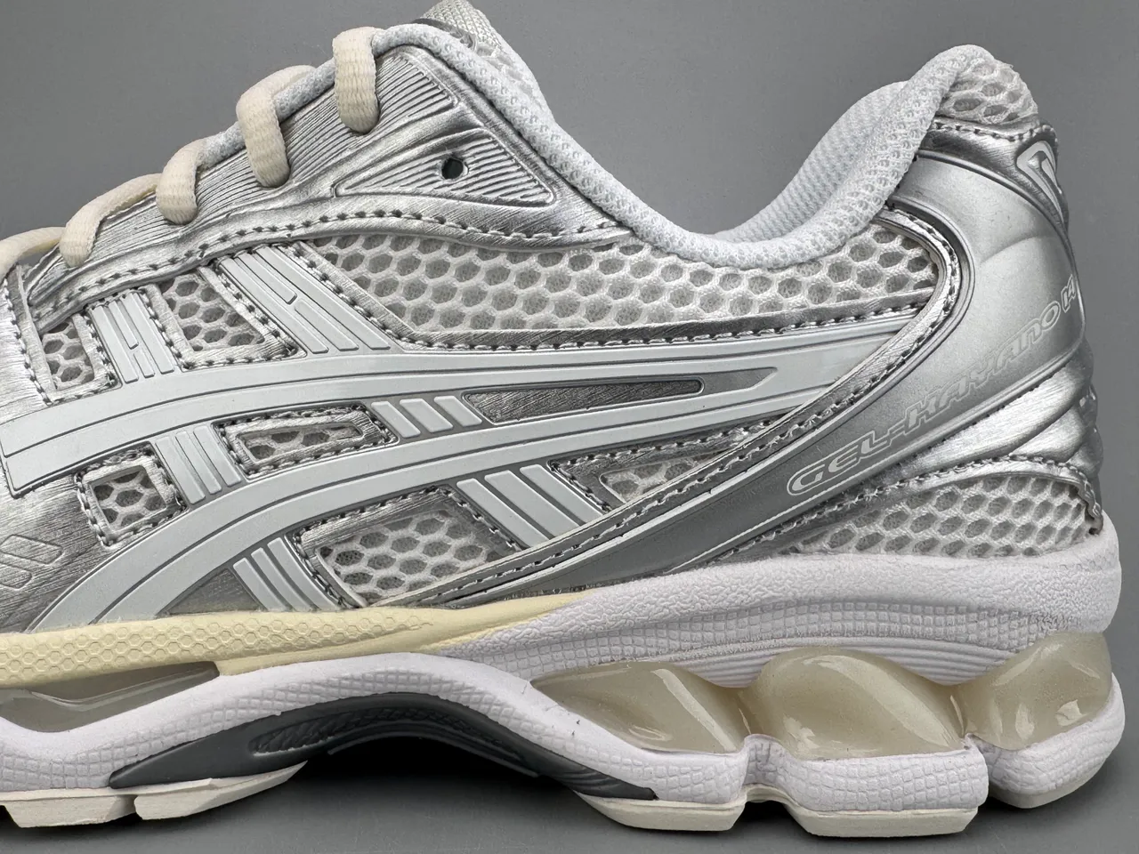 ASICS Gel-Kayano Silver and White Running Shoes 3