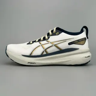 ASICS Gel-Kayano أبيض بحري ذهب أحذية الجري