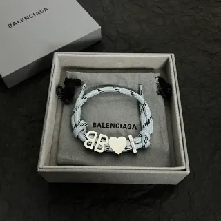 Balenciaga BB Heart Pulseira de Corde Cinza Prateado Trançada Interlocking Logo