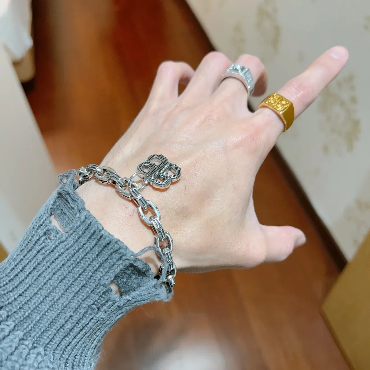 Balenciaga BB Logo Chunky Chain Bracelet 2