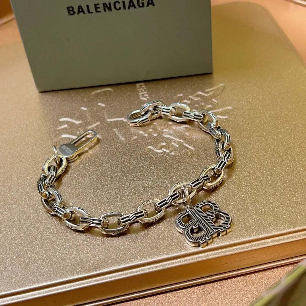 Balenciaga BB Logo Chunky Chain Bracelet 3