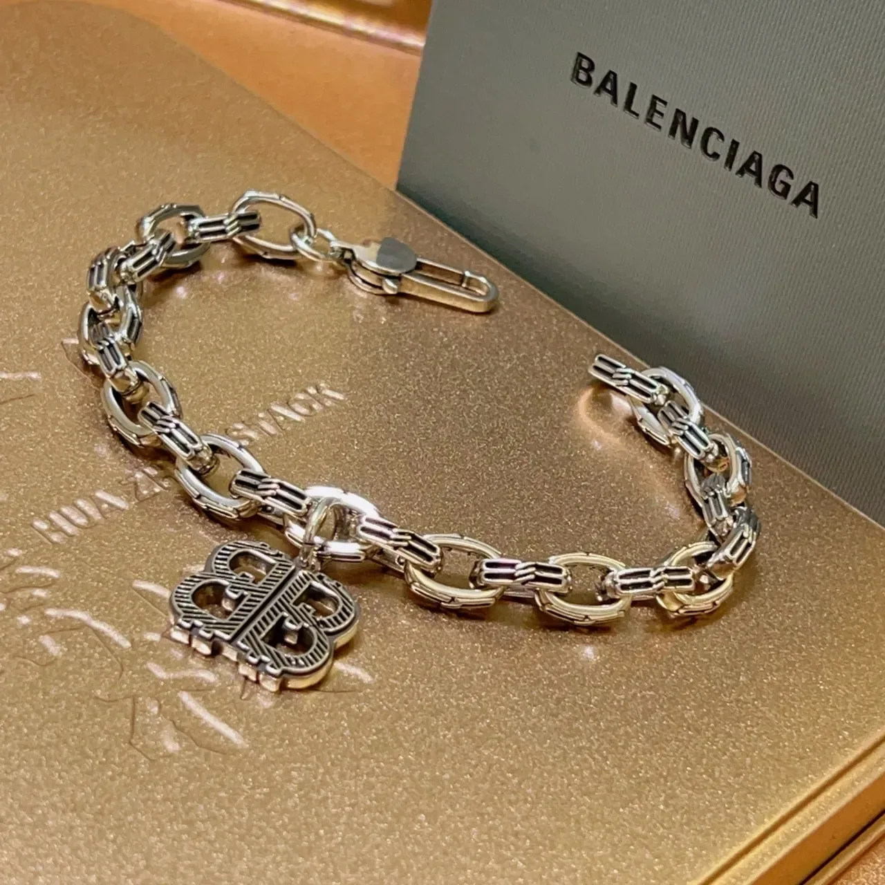 Balenciaga BB Logo Chunky Chain Bracelet 7