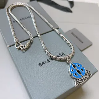 Balenciaga BB Logo Enamel Pendant Necklace