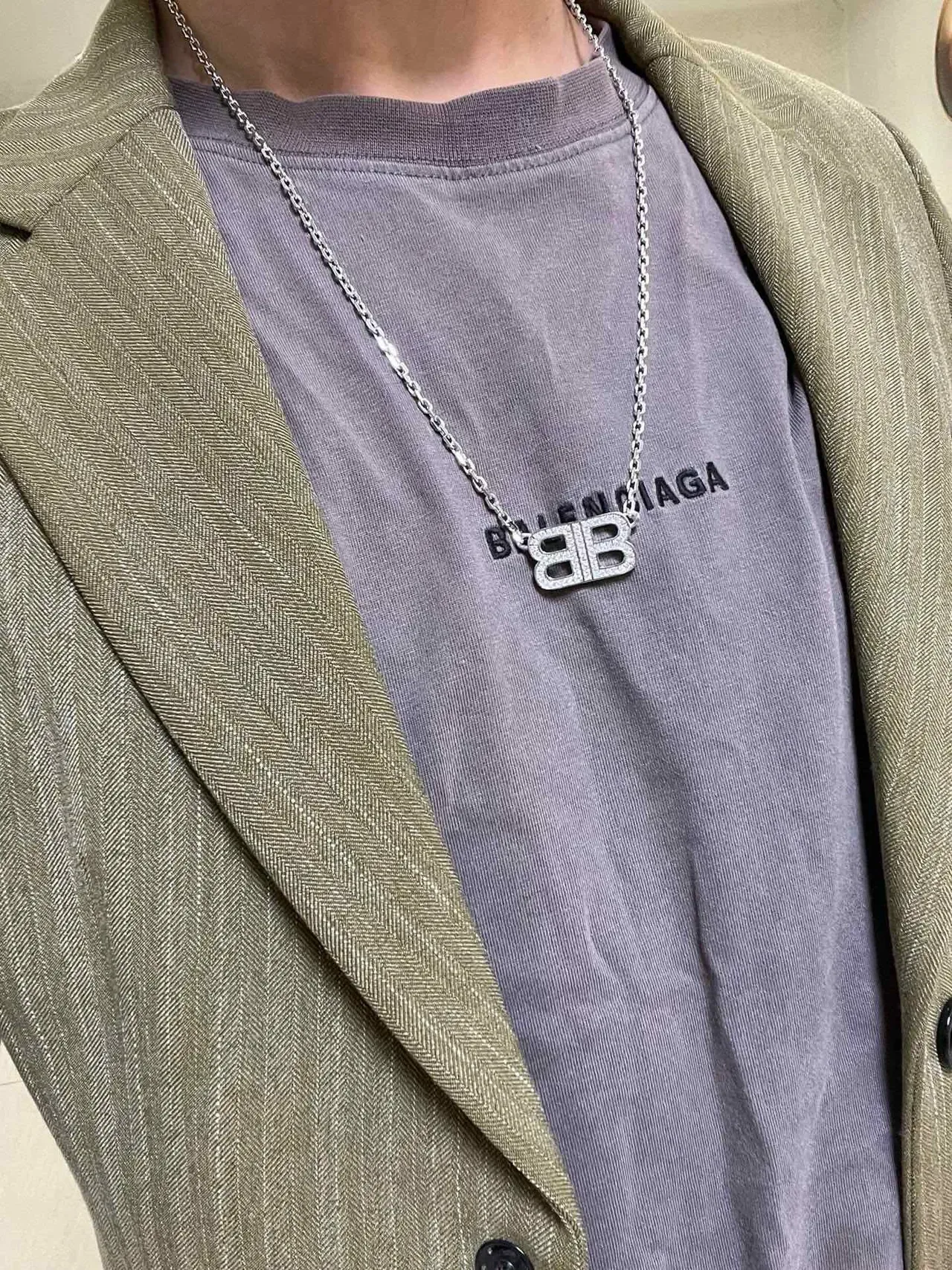 Colar pingante Balenciaga BB Logo Pavé Double-B 8
