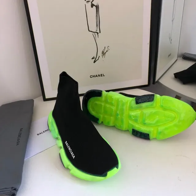 Balenciaga কালো সবুজ সক-ফিট বুননীয় উপর উচ্চ এঙ্কল কলার লাইফস্টাইল স্নিকার 2
